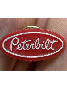 PETERBILT Trucks Logo Pin - Red Plastic White Script Small Hat Tie Collectible